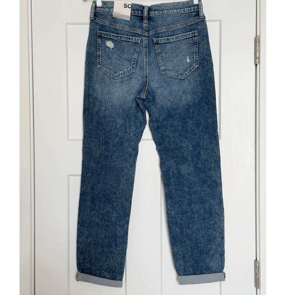 NWT SO Juniors Distressed Low Rise Boyfriend Denim Blue Jeans Size 5/27 - Picture 3 of 8
